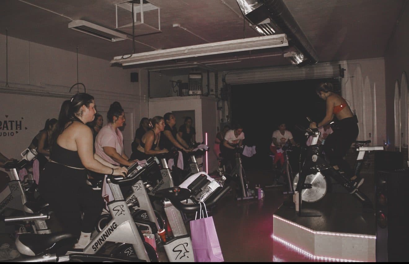 Content shoot at a cycle studio